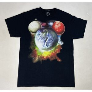 Disney Planet Space Mickey Mouse Graphic T-shirt Men Medium Black Short Sleeve